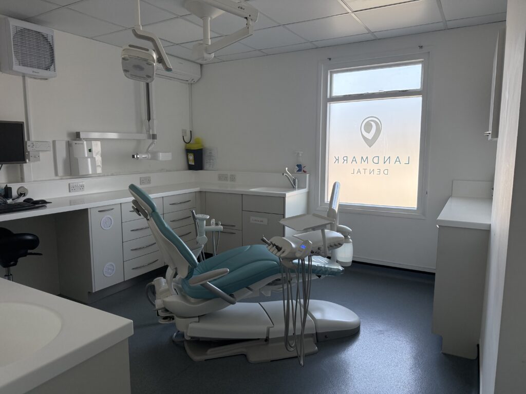 Dental chair and treatment space at Landmark Dental
